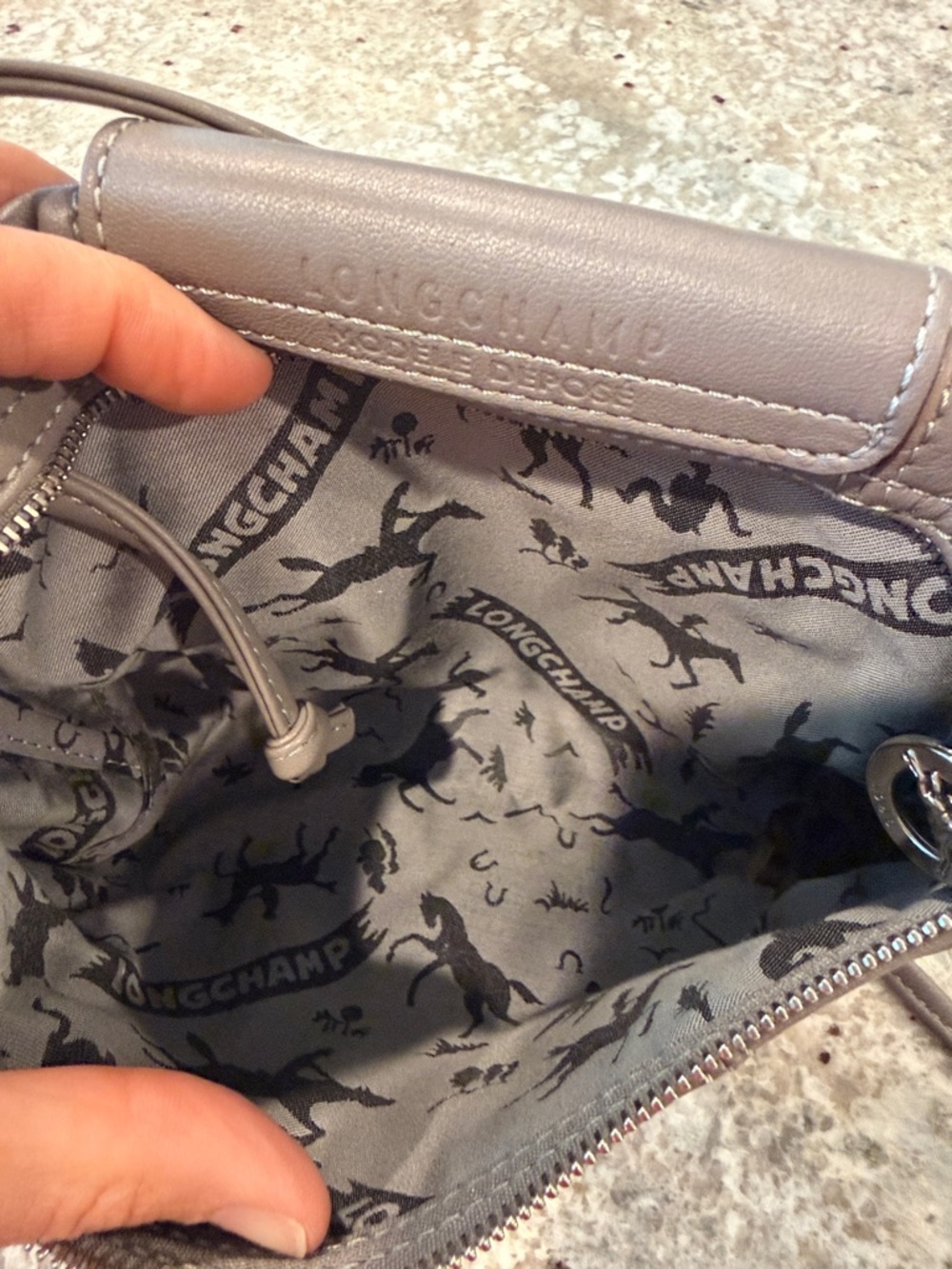 Longchamp Mini Crossbody Bag in Gray leather- Excellent condition. Barely used. - Picture 3 of 6
